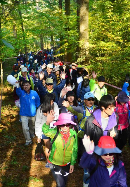 20일 남양주 봉선사 일대에서 열린 '2012 광릉 숲 힐링 걷기대회'에 참가한 2천여명의 시민들이 상쾌한 가을바람과 본격적으로 물들어가는 단풍 숲을 만끽하며 힘차게 걷고 있다. 김시범기자 sbkim@kyeonggi.com