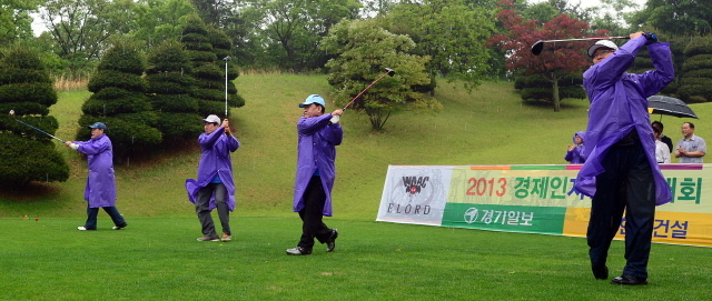 경기일보가 주최한 2013 경제인 자선골프대회가 펼쳐진 27일 용인 신원컨트리클럽에서 임창열 경기일보 대표이사회장을 비롯한 내빈들이 시타를 하고 있다. 추상철기자 scchoo@kyeonggi.com