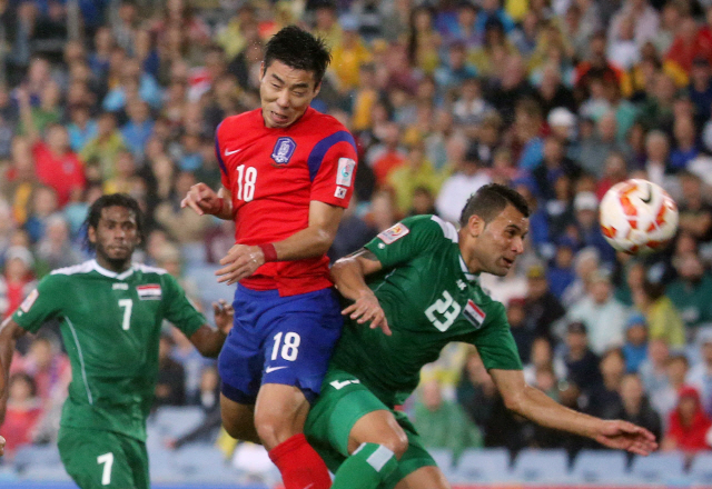 26일 호주 시드니의 스타디움 오스트레일리아에서 열린 2015 AFC 아시안컵 준결승 한국 대 이라크 경기.이정협이 선제골을 넣고 환호하고 있다.연합뉴스