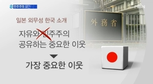 ▲ 한국과 기본적가치 공유 삭제, MBN 방송 화면 캡처