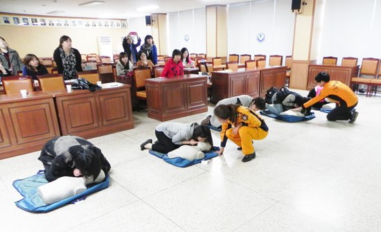 ▲ 김포교육지원청(교육장 박외순)은 김포소방서의 협력을 받아 지난 7일부터 오는 15일까지 총 4일간에 걸쳐 관내 공·사립유치원 교원 80명을 대상으로 유치원 교원 안전교육을 실시한다고 9일 밝혔다.