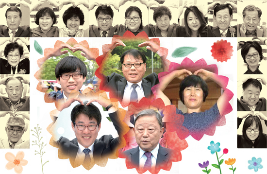 ▲ 8일 제43회 어버이날을 맞아 인천시 부평구 부평공원에서 열린 ‘2015 아이 러브 카네이션 어버이 축제’ 행사에서 자랑스러운 효행 표창 수상자들이 저마다 사랑의 하트를 그리며 어버이 사랑을 다짐하고 있다.  장용준기자