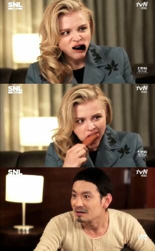 ▲ tvN ‘SNL코리아’ 클로이 모레츠 방송 화면 갈무리