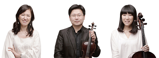 ▲ 피아니스트 유미정, 바이올리니스트 김홍준, 첼리스트 배기정(왼쪽부터).