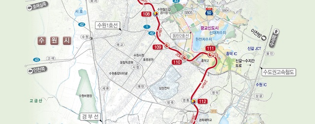 ▲ 151007 인덕원선 흥덕 경유 노선도13-1