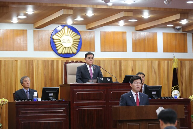 ▲ 평택시의회 공재광 시장_시정연설