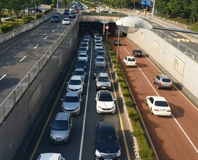 ▲ 수원남부경찰서는 상습 정체구간인 매탄권선역사거리에 원활한 교통 개선 대책을 내놓았다고 밝혔다. 사진은 교통개선대책을 내놓기 전 일대 현황