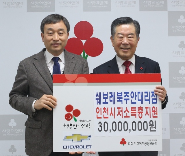 ▲ [보도사진] 쉐보레 북주안 이웃돕기 성금 3천만원 전달