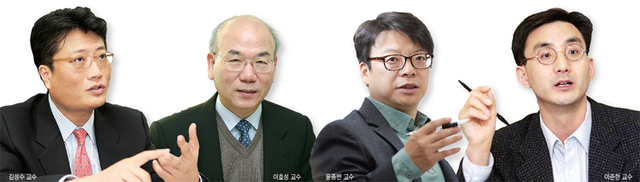 김성수 교수, 이효성 교수, 윤종빈 교수, 이준한 교수