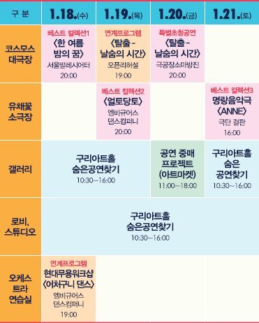 ▲ 문화-페스타 일정표