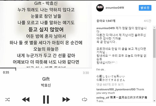▲ 사진=티아라 아름 인스타그램 캡처, 티아라 아름 