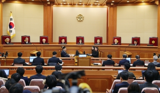 20일 오전 서울 종로구 재동 헌법재판소 대심판정에서 ''탄핵 심판'' 15차 변론이 열리고 있다. 헌재는 이날 변론에서 
