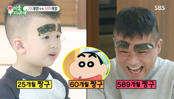 ▲ SBS ‘미운 우리 새끼’ 못말리는 김건모, 조카와 김 붙이고 ‘짱구’ 변신