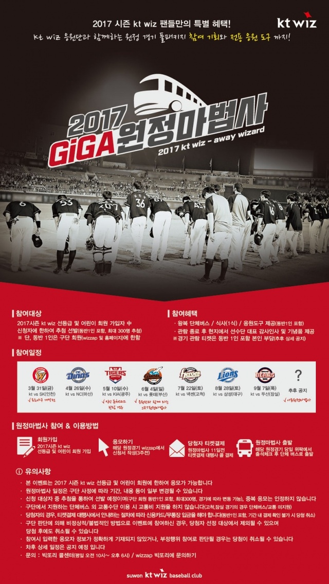 ▲ 2017 GiGA원정마법사 선발 포스터. kt wiz 제공