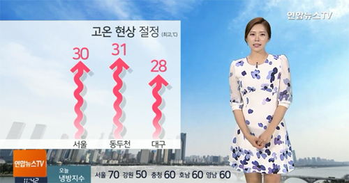 ▲ 오늘(3일), 한낮 서울 30도·동두천 31도 고온현상 절정…자외선·오존·미세먼지↑.연합뉴스TV 캡처