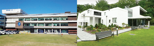 문화재청이 지난 1963년 서울에서 수원으로 이전하며 지었던 경기도청사 구관(왼쪽)과 경기지사 구관사(現 굿모닝하우스•오른쪽)를 문화재로 등록하기로 예고했다. 문화재청 제공