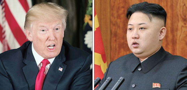 ▲ ‘8,9월 한반도 위기설’이 나오는 등 북한과 미국 간에 군사적 긴장이 최고조로 치닫고 있다. 도널드 트럼프 미국 대통령은 8일(현지시각) “북한이 미국을 계속 위협하면 지금껏 전 세계가 보지 못한 화염과 분노, 힘에 직면하게 될 것”이라고 경고했다. 이에 대해 북한 조선인민군 전략군은 9일 “앤더슨 공군기지를 포함한 괌의 주요 군사기지에 대해 중장거리 전략탄도로켓 ‘화성-12형’으로 포위사격을 위한 작전을 검토 중”이라고 위협했다.  연합뉴스경기일보 DB