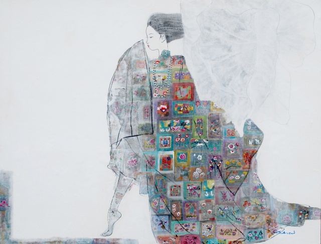▲ 대표작품1. 초 이_베갯송사 #틈_2017_한지위에 혼합재료_ 122x162cm