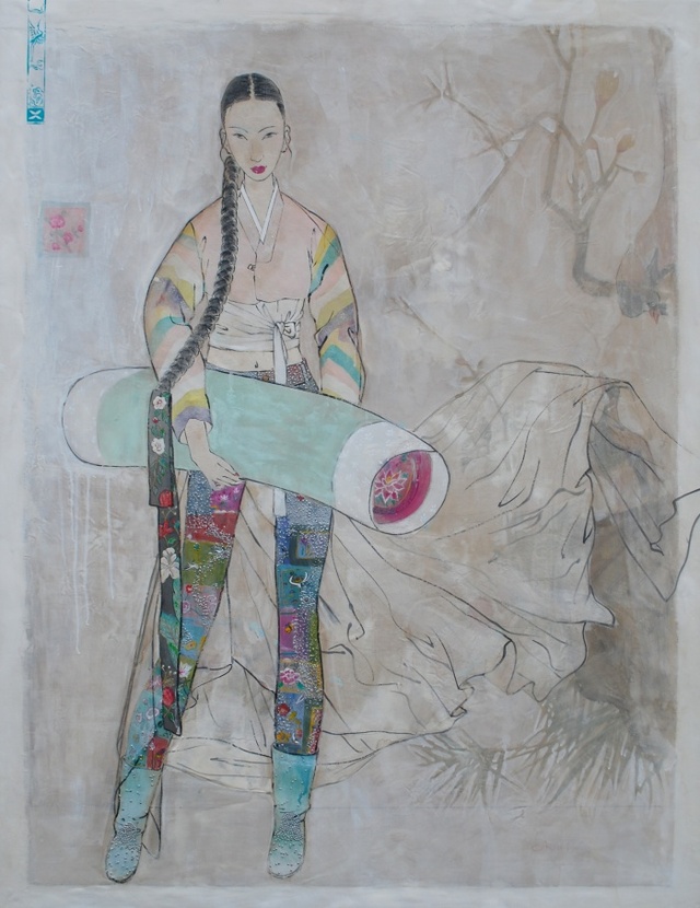 ▲ 작품1. 초 이_베갯송사 #틈_2017_한지위에 혼합재료_ 162x122cm