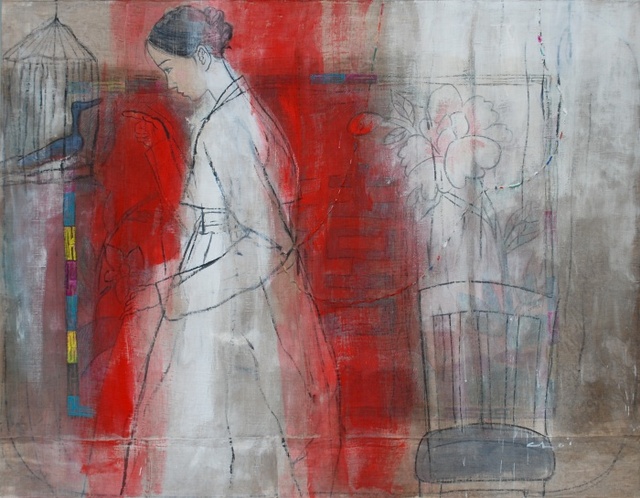 ▲ 작품2. 초 이_베갯송사 #틈_2017_한지위에 혼합재료_ 91x117cm