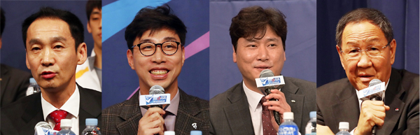 수원 한국전력 김철수 감독, 안산 OK저축은행 김세진 감독, 의정부 KB손해보험 권순찬 감독, 인천 대한항공 박기원 감독
