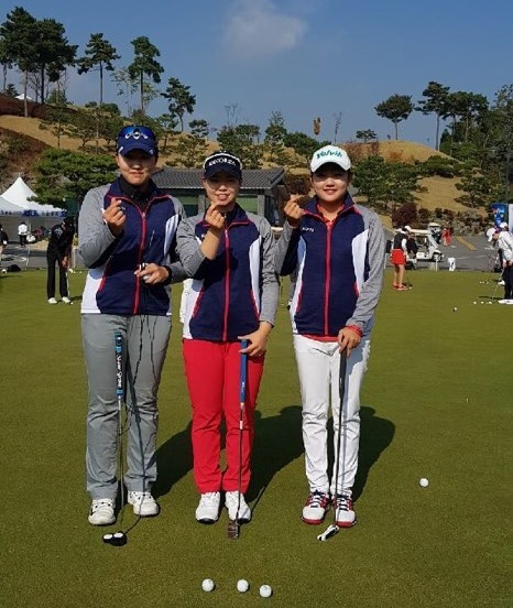 ▲ 경기도 여자 골프 대표팀 이슬기, 임희정, 조혜림