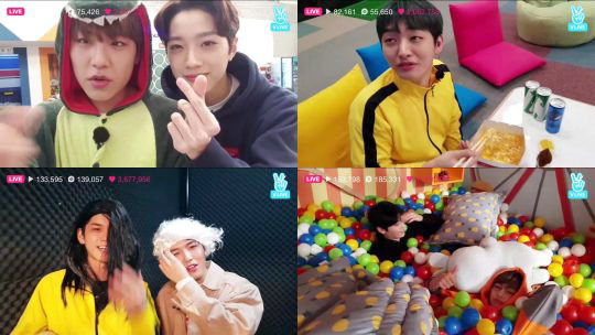 ▲ 네이버 V앱 '워너원의 제로베이스 실시간 엿보기' 생중계