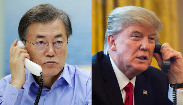 문재인 대통령이 30일 밤 10시부터 1시간 동안 도널드 트럼프 미국 대통령과 통화를 했다. 양 정상은 북한의 장거리 미사일 도발과 관련한 현 상황의 심각성에 대한 인식을 공유하고, 향후 대응방안에 대한 보다 구체적이고 심도 있는 협의를 했다고 청와대는 밝혔다.연합뉴스.jpg