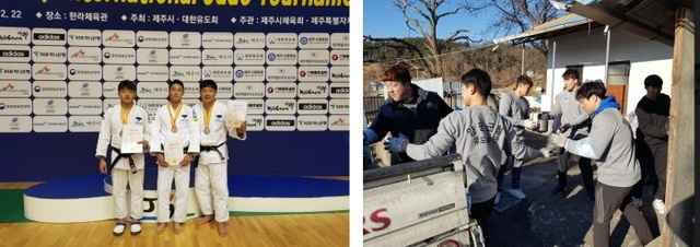 ▲ 운동도 금메달, 봉사도 금메달감인 양평군청 유도팀