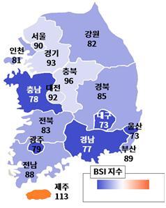 ▲ 지역별 BSI 분포