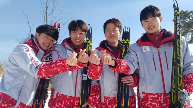 ▲ 경기도체육회 스키팀 왼쪽부터 박상용, 조영찬, 정종원, 이건용