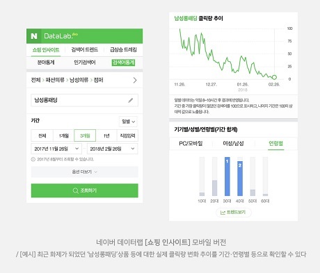 ▲ 네이버 데이터랩 쇼핑인사이트 모바일 버번 화면 예시. 사진/네이버