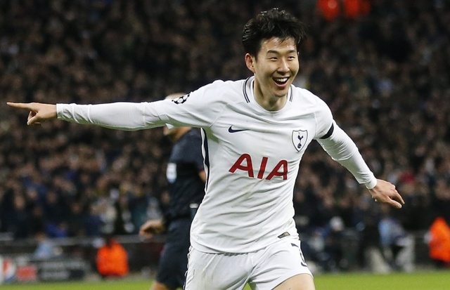 ▲ 8일(한국시간) 영국 런던의 웸블리 스타디움에서 열린 2017-2018 유럽축구연맹(UEFA) 챔피언스리그 16강 2차전 유벤투스와 경기에서 토트넘 홋스퍼의 손흥민이 선제골을 터뜨린 뒤 기뻐하고 있다. 연합뉴스