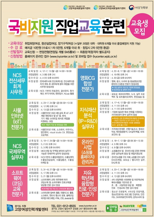 ▲ 고양여성인력개발센터의 직업교육 훈련생 모집 포스터