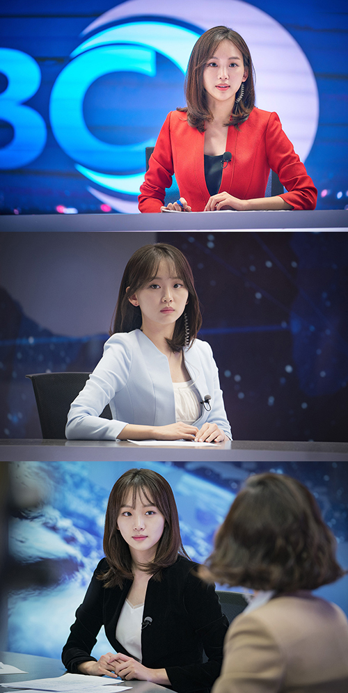 JTBC 드라마 '미스티'의 진기주 비하인드 스틸컷.아이오케이컴퍼니 제공