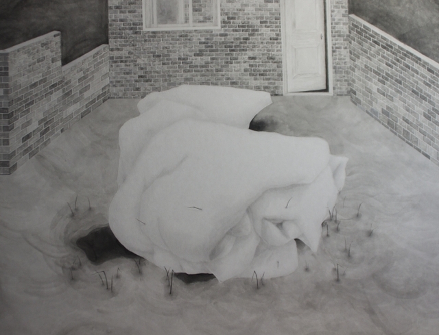 ▲ 김문빈, 비밀스러운 표출 장지에 수묵, 호분 130.3 x 162.2cm, 2017