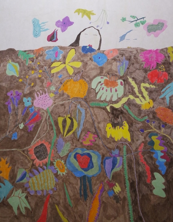 ▲ 허아영, 좋은밤, 장지에 채색, 116 x 90cm, 2018