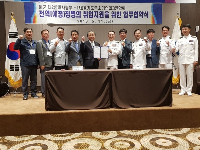 ▲ 경기도중소기업CEO연합회-해군제2함대사령부 전역장병 취업지원 협약식