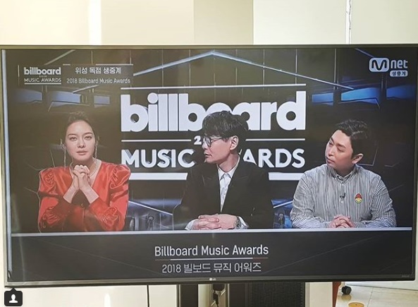 ▲ 라이머가 공개한 아내 안현모의  '2018 빌보드 뮤직 어워드' 진행 장면. 라이머 인스타그램