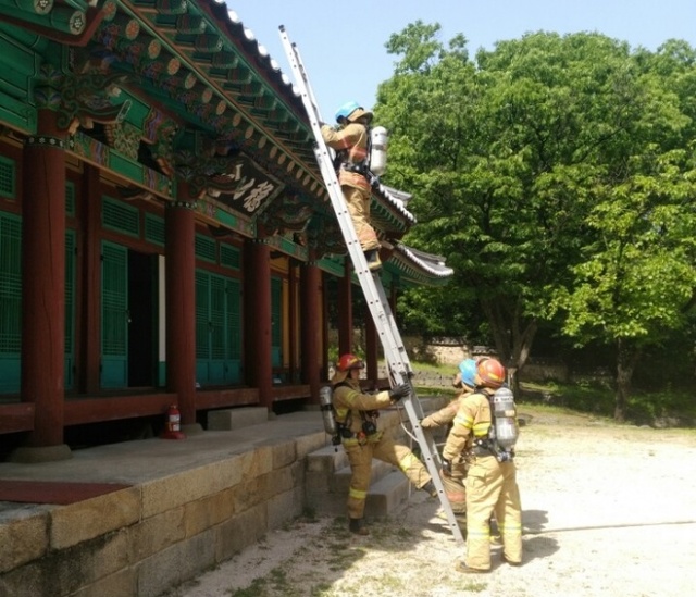▲ 온온사 소방훈련