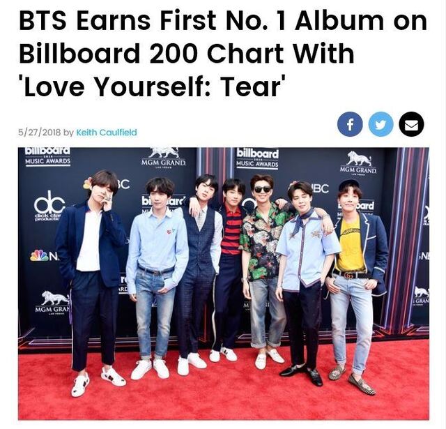 ▲ 그룹 방탄소년단의 새 앨범 LOVE YOURSELF 轉 'Tear'가 미국 '빌보드 200' 1위에 올랐다. 빅히트 엔터테인먼트