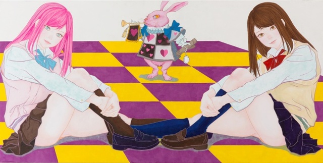 ▲ two girl 70x 140  korean painting colors on  Korean paper 2017
