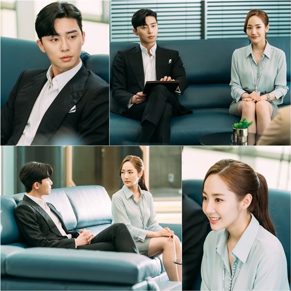 ▲ tvN 새 수목드라마 '김비서가 왜 그럴까' 박서준 박민영의 신입 비서 면접에서 달콤살벌한 신경전을 펼친다. tvN