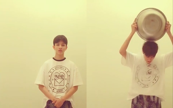 ▲ 사무엘이 강다니엘의 지목으로 '아이스버킷챌린지'에 동참했다. 인스타그램