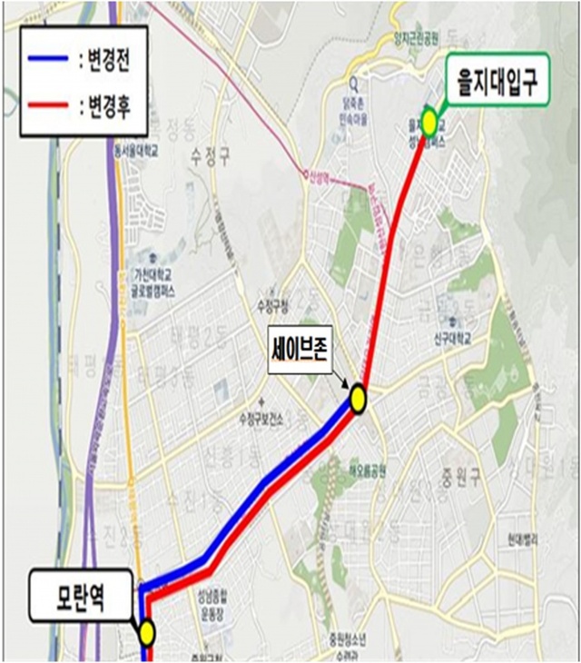 ▲ 인천행 공항버스 5300번 성남지역 운행 연장 구간