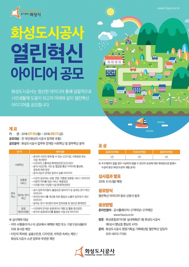 ▲ 화성도시공사, 열린혁신 아이디어 공모전 실시
