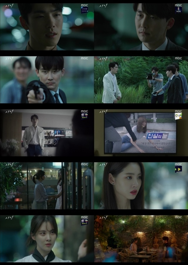 ▲ 김정현과 서현이 진실을 숨기려는 '은폐커플' 김준한과 황승언을 향한 '압박 수사'를 이어가며, 안방극장을 숨죽이게 했다. '시간' 방송 캡처