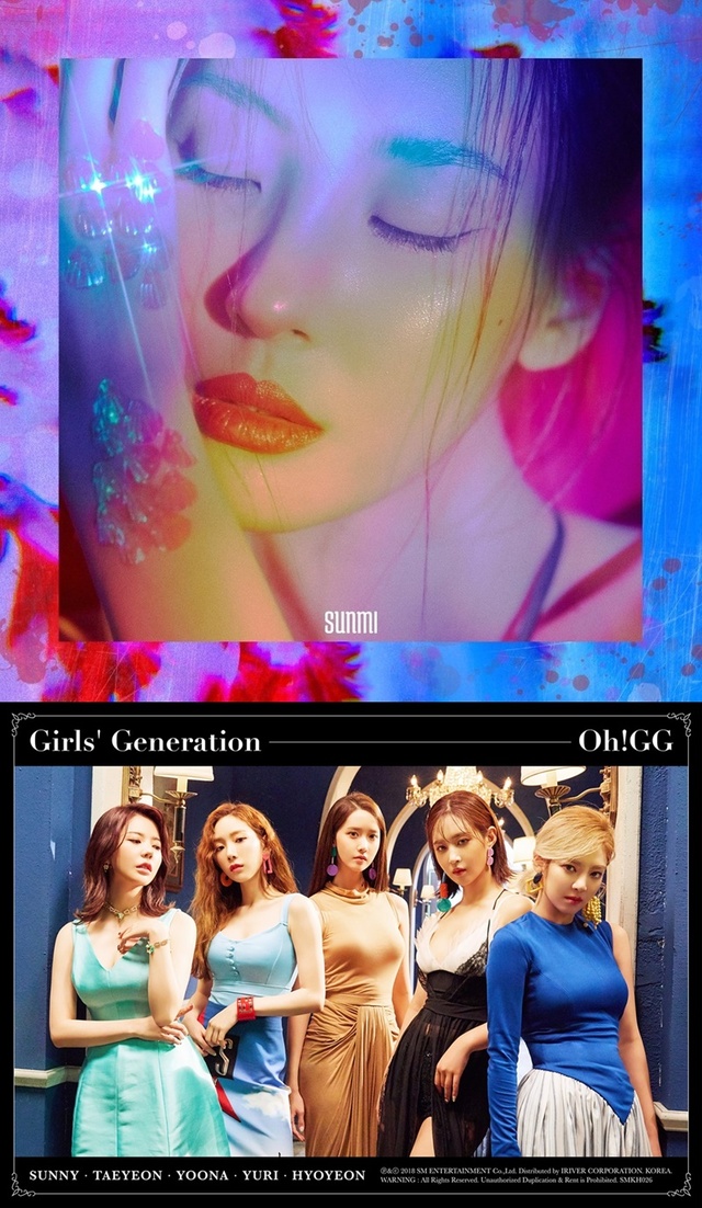 ▲ [전지적 비교시점] 선미 '사이렌'(위), 소녀시대-Oh!GG'몰랐니' 티저이미지. 메이크어스엔터테인먼트(위), SM엔터테인먼트