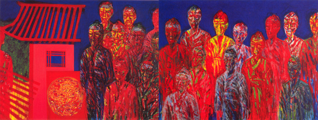 ▲ 경기 아카이브 지금_대표작품 1_서용선, 백성들의 생각, 1991, 캔버스에 아크릴, 194x517cm