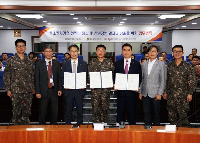 ▲ 20일 중소기업진흥공단,육군 제55사단 일자리업무 협약 체결